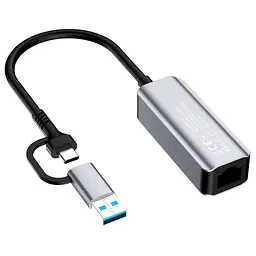 Адаптер USB-C + USB A to RJ45 Ethernet 1000Mbps ColorWay (CW-AD-CRG) - мініатюра 4