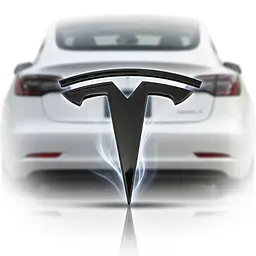 Задня емблема Tesla 3 78 мм метал на скотчі Чорна Глянець (OEM: 1494949-00-A, 1494351-00-B)