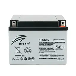 Акумуляторна батарея AGM RITAR RT12280 L5, Gray Case, 12V 28Ah (166х178х125) - мініатюра 2