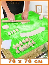 Килимок силіконовий для розкочування тіста великий квадратний 70х70 см, Kitchen Master Салатовий 86043 - мініатюра 2