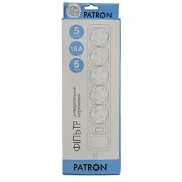 Мережевий фільтр Patron на 5 розеток чорний 5 м (EXT-PN-SP-1655) - мініатюра 2