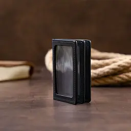 Візитниця з обкладинкою для ID-паспорта з натуральної шкіри Grande Pelle 11291 чорна - мініатюра 9