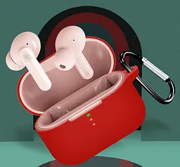 Чохол-накладка DK Silicone Candy Friendly з карабіном для Xiaomi QCY T10/T10 Pro/T11 (red) - мініатюра 2
