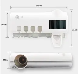 Стерилізатор тримач для зубних щіток на 4 секції з дозатором Multi-function Toothbrush Sterilizer UV, Yu Xin Білий 85810 - мініатюра 6