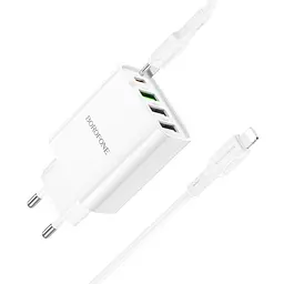 Зарядний пристрій блок на 4 порти Borofone BA79A 3*USB-A + 1*USB-C біле - мініатюра 4