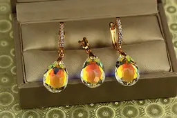 Набір Xuping Jewelry Велика крапля із жовтим каменем Сваровські золотистий