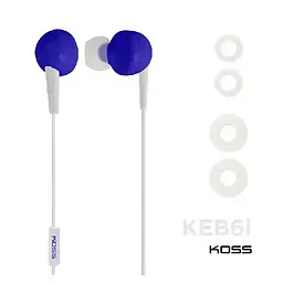 Навушники Koss дротові KEB6iB Mic з мікрофоном блакитні (021299181041) - мініатюра 4