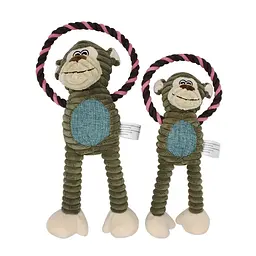 Плюшева іграшка для собак Shape Squeaky Dog Plush Toy - Green Monkey - мініатюра 2