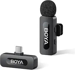 Професійний петличний бездротовий мікрофон Boya BY-V10 V2.0 Роз'єм Type-C Black (18872-prm)