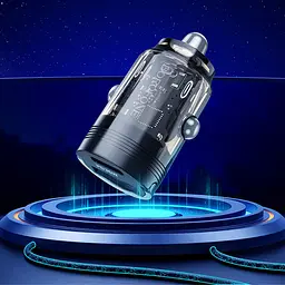 АЗП Borofone BZ29A Talented PD36W+QC3.0 (1C1A) + Type-C to Lightning Transparent black - мініатюра 4