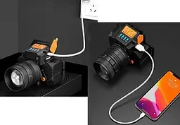 Налобний ліхтар Y10-T6 zoom + датчик руху + microUSB + PowerBank - мініатюра 2