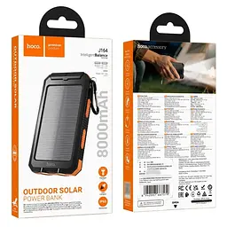 Power bank Hoco J164 8000mAh c LED ліхтариком на сонячній панелі чорний - мініатюра 6