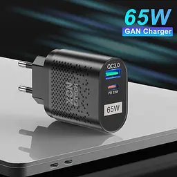 Зарядний пристрій XON PowerCharge 65W (PD33) USB Type-C (PCWB065033A1С1B 6051) Чорний - мініатюра 2