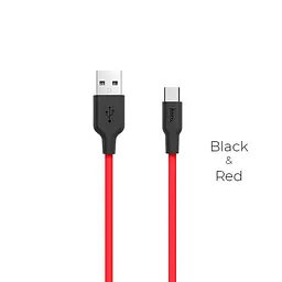 Кабель HOCO X21 USB для Type-C 2A, 1m, silicone, TPE connectors, чорний+червоний - мініатюра 2