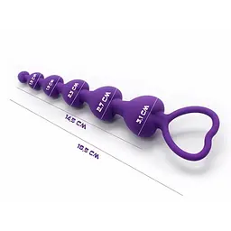 Силіконове анальна фігурне намисто HeartBeads 14,5 см діаметр 1,5 / 1,9 / 2,3 / 2,7 / 3,1 см фіолетове - мініатюра 2