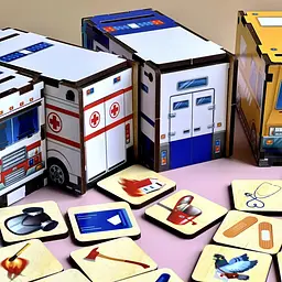 Дерев'яна настільна гра "Службовий транспорт" сортер-комодик Ubumblebees 22х12х14 см igr0001501 - мініатюра 5