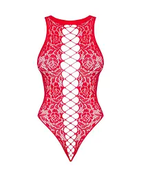 Ажурний бодістокінг із ефектом шнурівки Obsessive B120 teddy red S/M/L One size - мініатюра 5