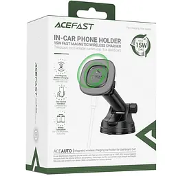 Автотримач з БЗП Acefast D47 Magnetic Charging 15W (center console) Black - мініатюра 2