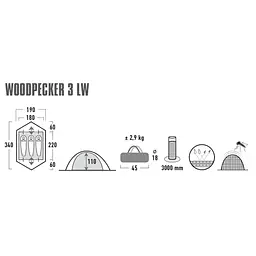 Намет High Peak Woodpecker 3 LW Pesto/Red (10195) - мініатюра 2