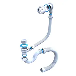 Сифон для ванни Santehplast SV-01.01 Економ пластиковий випуск 1 1/2" з переливом 30412 - мініатюра 2