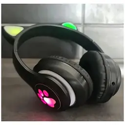 Бездротові дитячі навушники Cat Ear STN-28 Bluetooth з котячими вушками, що світяться чорні - мініатюра 9