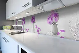 Кухонний фартух самоклеючий Пелюстки Троянда наклейка ПВХ фіолетові квіти букет 65х250 см Happy Pocket Z180317 - мініатюра 5