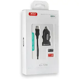 Автомобільний зарядний пристрій XO TZ08 2.1A/2 USB Type-C Cable Black - мініатюра 2