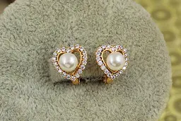 Сережки дитячі Xuping Jewelry сердечко з перлинкою 11 мм золотисті
