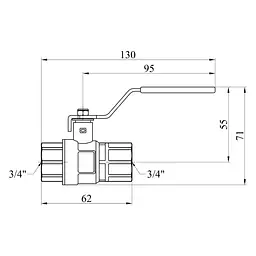 Кран кульовий Kroner 3/4" ВВ PN40 ручка, нікельований (CV033216) - мініатюра 4