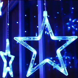 Гірлянда світлодіодна Star Curtain 4.2 м 100 LED, штора зорі синя, новорічна бахрома для дому - мініатюра 4