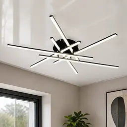 Стельова світлодіодна люстра Artlight MX240511/6BK із шістьма лінійними елементами, чорна, 66 Вт, від 22-32 м²