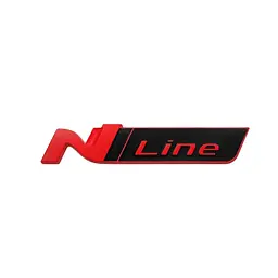 Емблема напис N Line для Hyundai червоний+чорний 115х22мм метал (на скотчі)