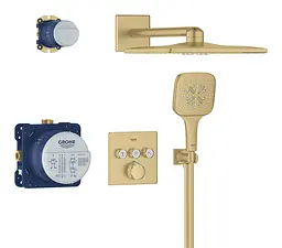 Душова система прихованого монтажу Grohe Grohtherm Smartcontrol з Rainshower SmartActive 310 Cube 34864GN0, Золотий - мініатюра 2