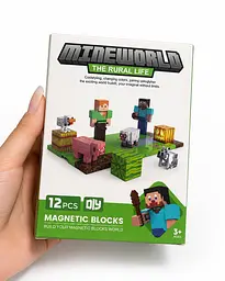 Магнітний конструктор у стилі Minecraft з фігурками та мобами The Rural Life Стіва та Алекс