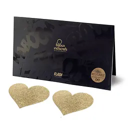 Пестіс - стикини Bijoux Indiscrets - Flash Heart Gold, наклейки на соски, One size