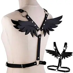 Портупея з крильцями Black Angel екошкіра K000994 - мініатюра 2