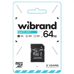 Карта пам'яті microSDXC (UHS-1) Wibrand 64Gb class 10 (adapter SD) - мініатюра 2