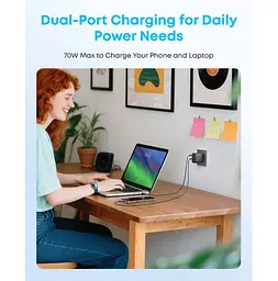 Зарядний пристрій Anker A121-CG11 GAN Charger 70 W, 3xUSB-C, 1xUSB-A, Black - мініатюра 7