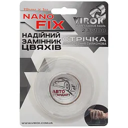 Стрічка двостороння силіконова Virok OK Nano Fix 19мм х 1м прозора (23V108)