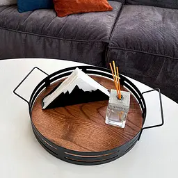 Таця Nice & Cozy Garret Plus металева з дерев'яною основою чорна - мініатюра 2
