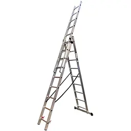 Драбина алюмінієва трисекційна GTM KME309 3x9 сходинок 2.45-5.69м (KME309) (39946)