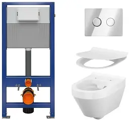 Інсталяція Cersanit AQUA 52 з кнопкою Accento Circle + унітаз Crea із сидінням Slim 30412 - мініатюра 5