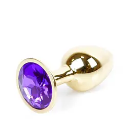Анальна пробка з кристалом B - Series HeavyFun Plug-Jewellery Gold, 7 см (фіолетовий)