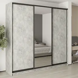 Шафа-купе тридверна MebelStar Комбо BG 2ДСП/Дзеркало 250x45x240 см Бетон (MBS-9675)
