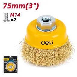 Щітка по металу 75 мм, різьба 3 дюйми: M14 x 2 Deli EDH-GSS075-E1
