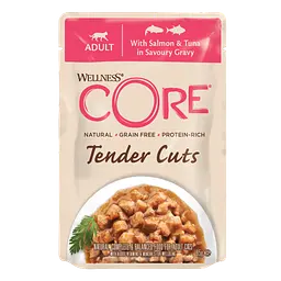 Вологий корм для котів Wellness CORE Tender Cuts with Salmon & Tuna in Savoury Gravy