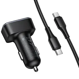 АЗП Hoco Z63A Barry PD42W+QC3.0 (2USB-A/1C) + кабель Type-C to Type-C Black - мініатюра 3