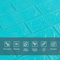 3D панель Sticker Wall самоклеюча700х770х3мм цегла Бірюза 002-3 SW-00000573 - мініатюра 4