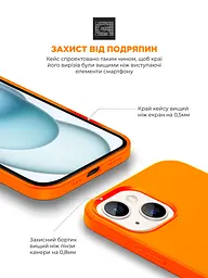 Силиконовый чехол с MagSafe для Apple iPhone 15, ICON2 MagCase, оранжевый, противоударный, панель с мягкой подкладкой, защита всего корпуса, поддержка беспроводной зарядки, совместим с защитными стеклами и пленками, ArmorStandart (ARM89275) - мініатюра 5