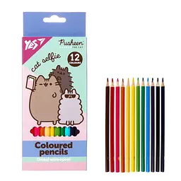 Кольорові олівці Yes Pusheen 12 кольорів яскраві відтінки (290761)